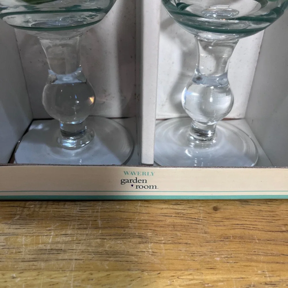 Waverly Garden Room Sweet Violets Goblets Set of 4 Purple Vtg Floral Glass